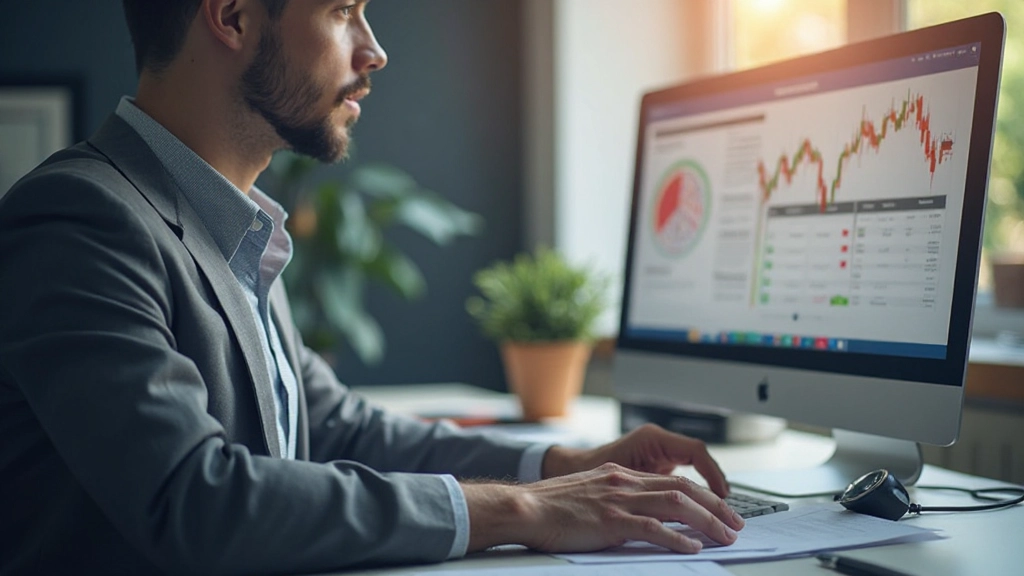 Инвестиционный портфель с графиками роста на экране монитора