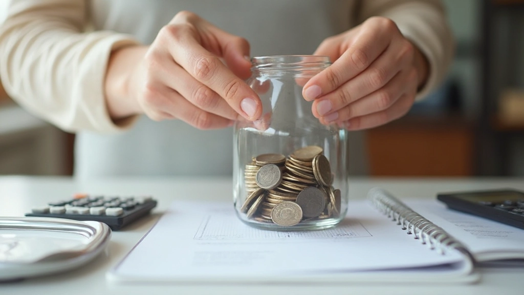 Копилка с монетами и планом накопления денег